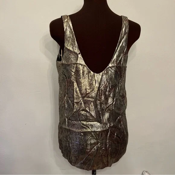J. Crew Cate Cami Gold Top Tank Metallic paisley, NWT, Size 2 - Picture 7 of 9
